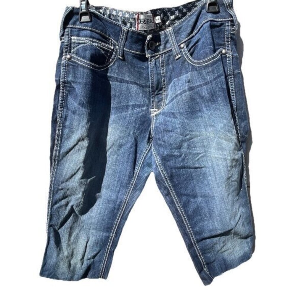 Ariat Cutoff Bermuda Real Denim Jean Shorts Women’s 32R Stretchy Cowboy Western